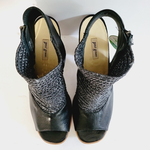 NEW Paul Green Sandal Peep Toe Bootie Black Woven Leather Side Zip Size 11 US - Picture 4 of 7